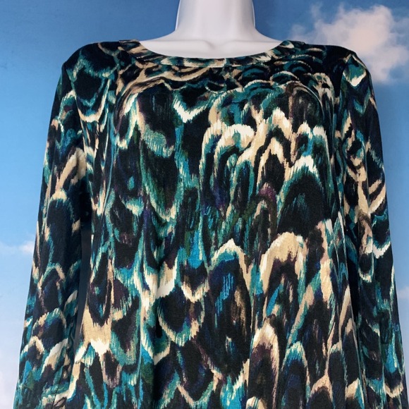 Cupid Long Sleeve Dress Size Medium Brown Tan Blue - Picture 2 of 7